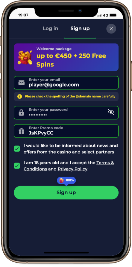 Casino Nine Win Registration from Mobile